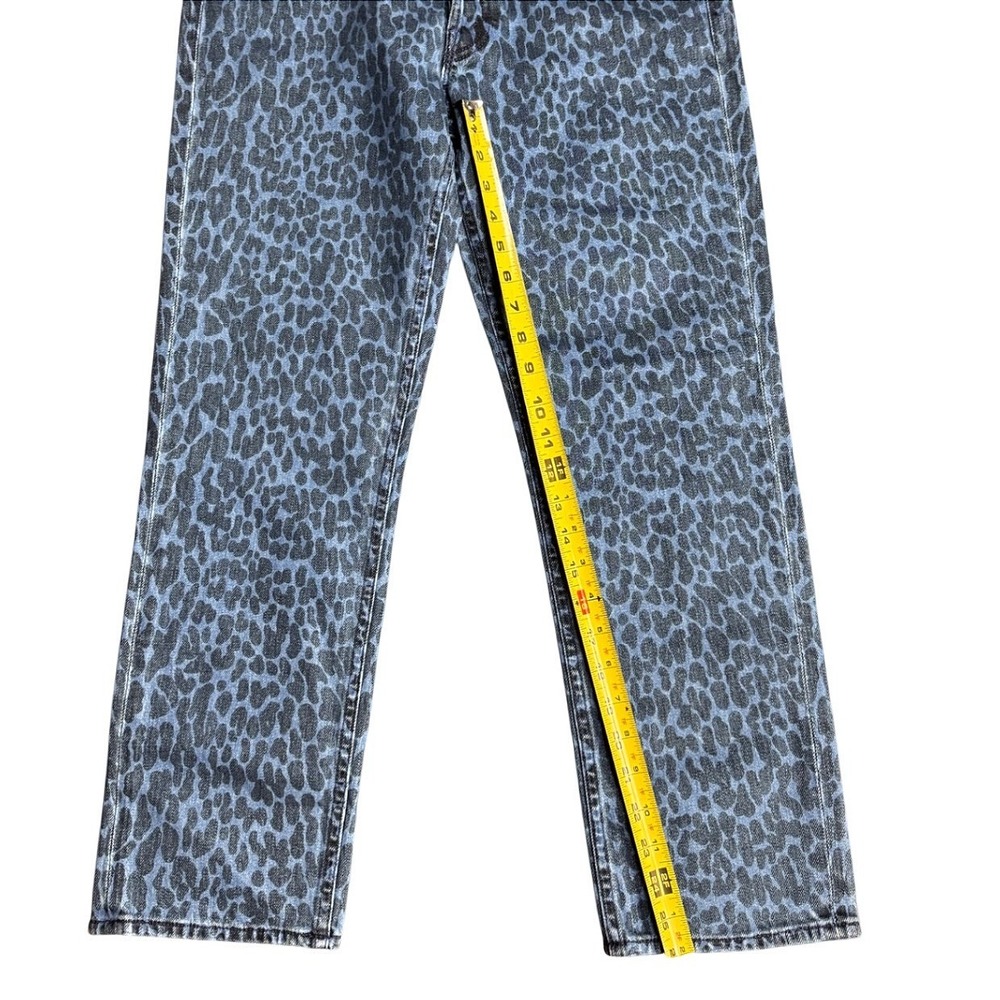 MOTHER Blue Leopard Print Straight Leg Jeans - Picture 8 of 16